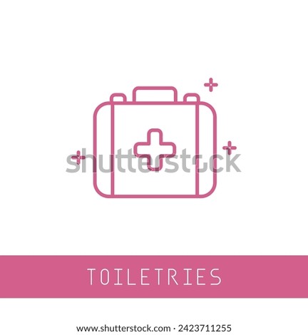 Bag with medical cross symbol, Doctor's bag icon, First aid kit. medkit icon vector. emergency icon outline with pink color.