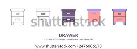 Archive Vector Icon Set. Data File Folder Organize Box Sign. Drawer icons. Document Storage Symbol. Office Project Paper Depository Drawer Icon colorfull.