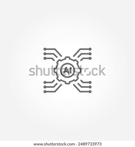 Digital technology gear icon concept isolated on white background. Vector illustration. IOT AI. Internet of things Artificial Intelligence Data Micro Circuit Information Technology Illusration.