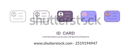 a series of ID card designs in different styles and color schemes. ID CARD – 5 custom color cards used from multiple projects