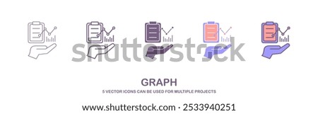 a hand holding a clipboard with a chart and bar graph, representing data analysis or reporting. Business analysis icon vector illustration, Marketing Research icon.