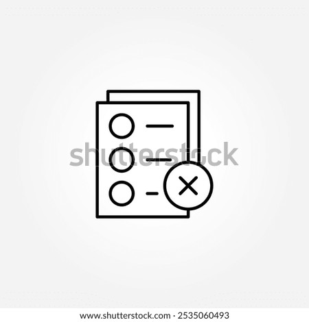 Decline certificate icon, Cancellation icon. Reject or cancel line icons. Refuse, Reject stamp, Disapprove or cancel. Wrong agreement, delete certificate, checklist document. Vector illustration