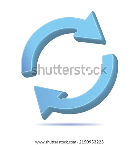 Two arrows icon, update symbol. 3d blue glass update, refresh icon, 3d rendering. Foto stock © 