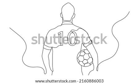 illustration of a football player with jersey number ten in line art style.