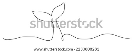 Continuous one line drawing whale. Abstract hand drawn whale tail with ocean by one line. Minimalist black line sketch on white. Fashionable trend vector World Whale Day illustration with copy space.