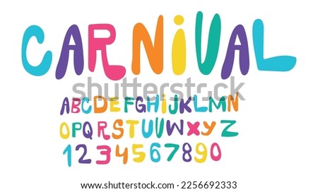 Carnival colorful alphabet, playful letters, funny festival font for bright fiesta logo, mexican headline, birthday and greeting card typography, thank you phrases. Vector typographic design.