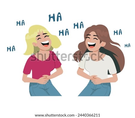 two women laughing, funny joke concept. vector illustration