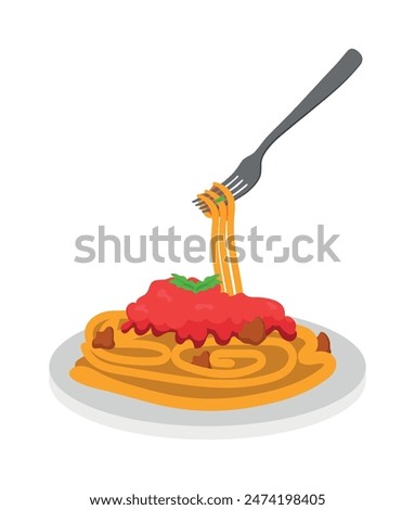 vector of fresh and warm hand made spaghetti.