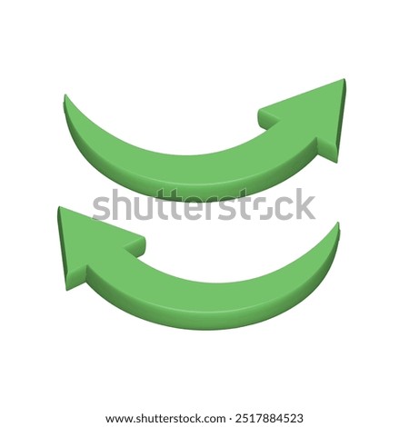 green arrows in different directions, left and right. 3d vector illustration with white background.