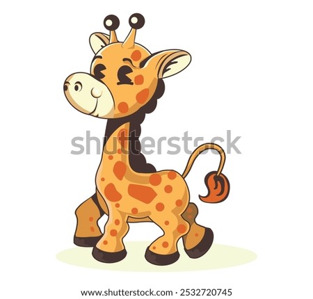 Retro old cartoon giraffe character 1930's style, vector illustration with white isolated background.