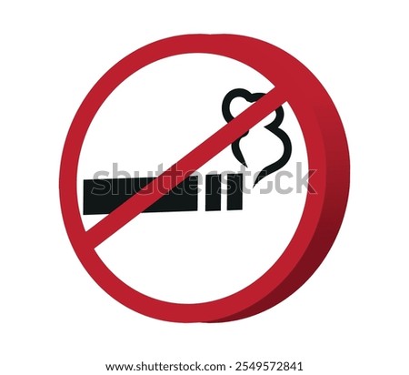 3d illustration of a smoking cigarette in a crossed out circle. Isolated on white background. Smoking Prohibited.