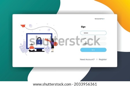 Login form for website and mobile apps design. Sign in form. Login form. Sign up page. Mobile apps login  sign in. Log in page. vector