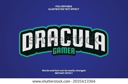 dracula gamer Text Style Effects Template. Modern alphabet fonts. 3d bold style Text Style Effects use for logo and business brand