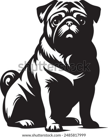 Pug dog silhouette vector illustration