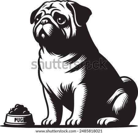 Pug dog silhouette vector illustration