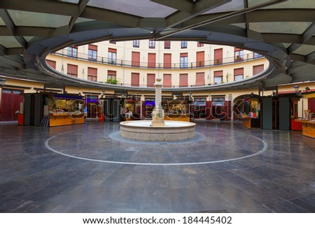 Valencia Plaza Redonda is a round square in old downtown at Spain