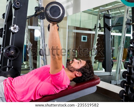 Barbell inclined bench Press flies man exercise workout at gym