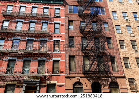 West Manhattan buildings facades in New York city US