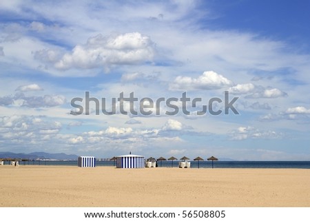 Malvarrosa las Arenas beautiful sand beach in Valencia Spain blue sky