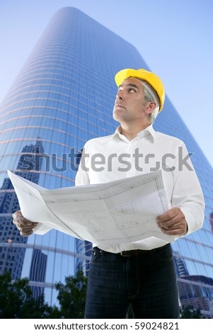 expertise architect senior engineer plan looking up city construction buildings [Photo Illustration]