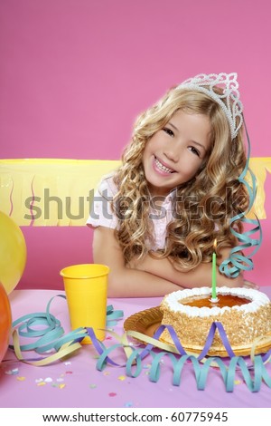 birthday party with little blond happy girl