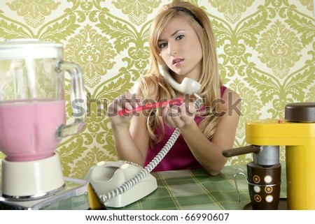 Housewife retro vintage talking phone kitchen nail file