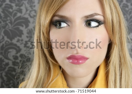 fashion retro blond woman portrait makeup detail wallpaper background