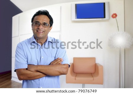 Indian latin business confident man modern office interior portrait [Photo Illustration]