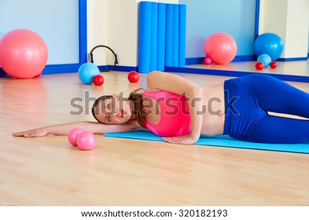 Pilates woman yoga relax exercise workout at gym indoor