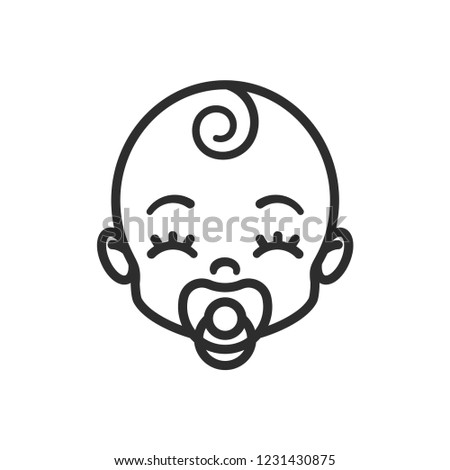 Happy baby sucking a pacifier. Child icon
