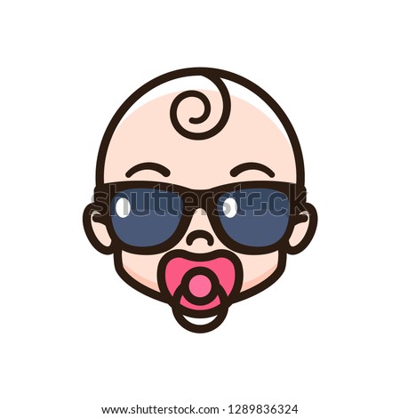 Cool baby sucking a pacifier. Child with sunglasses. Child icon 