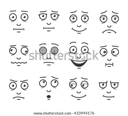 Set cartoon faces.Facials expressions