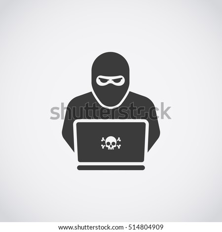 Hacker Icon. Ninja with the laptop