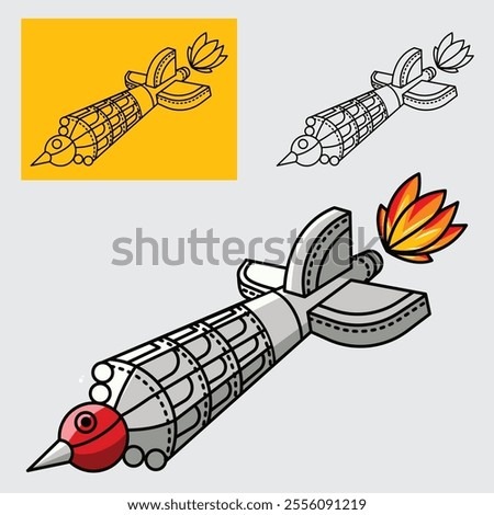 Rocket illustration vector created using affinity designer software. suitable for various design needs such as children's drawing books, icons, logos and other extraordinary works. 