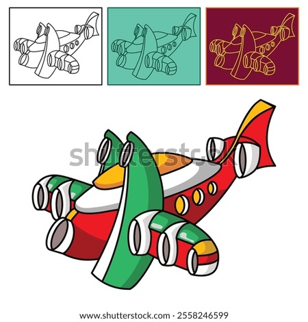 vecktor illustration of an airplane based on the creator's imagination is made using affinity designer software. this work can be used as a children's colouring book and other design needs.  