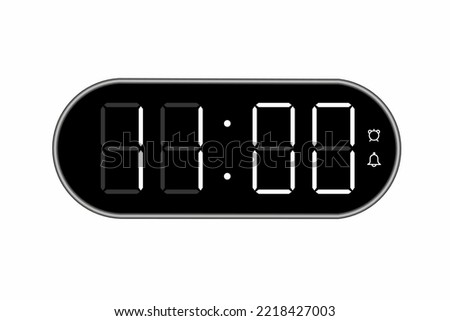 Vector flat illustration of a digital clock displaying 11.00 . Illustration of alarm with digital number design. Clock icon for hour, watch, alarm signs.