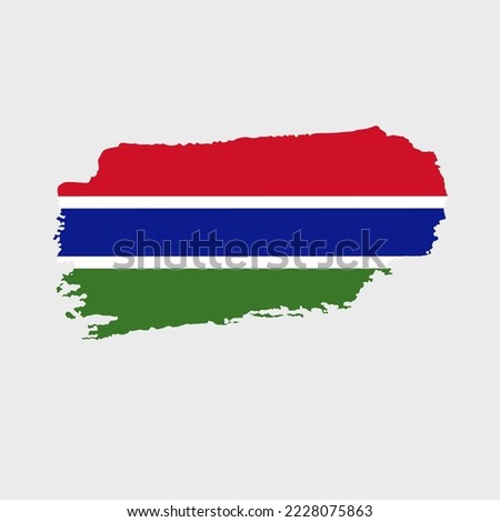 Gambia flag with grunge texture. Vector illustration of flag painted with brush with grunge effect and watercolor stroke. Happy Independence Day.