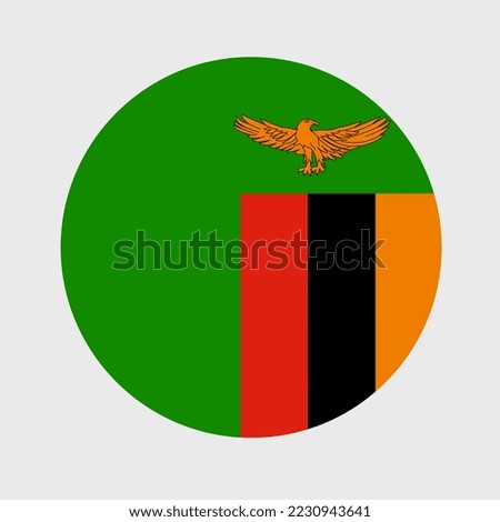Vector illustration of flat round shaped of Zambia flag. Official national flag in button icon shaped.