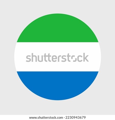 Vector illustration of flat round shaped of Sierra Leone flag. Official national flag in button icon shaped.