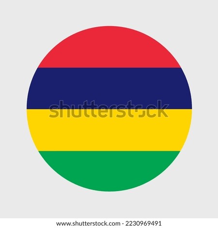 Vector illustration of flat round shaped of Mauritius flag. Official national flag in button icon shaped.