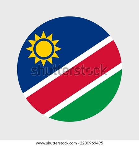 Vector illustration of flat round shaped of Namibia flag. Official national flag in button icon shaped.