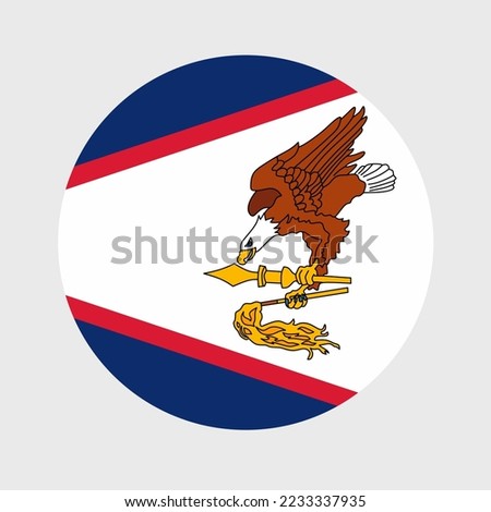 Vector illustration of flat round shaped of American Samoa flag. Official national flag in button icon shaped.