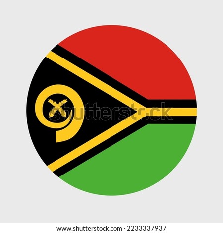 Vector illustration of flat round shaped of Vanuatu flag. Official national flag in button icon shaped.