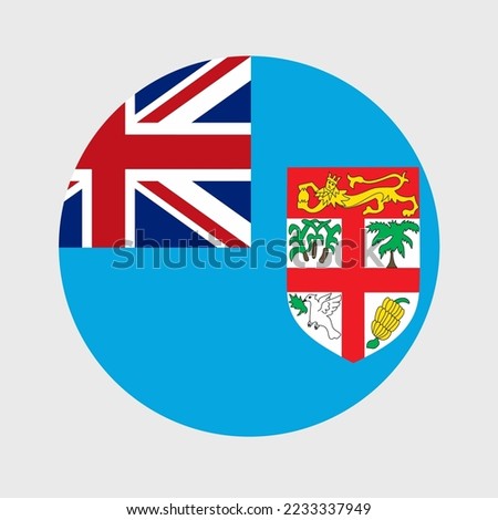 Vector illustration of flat round shaped of Fiji Islands flag. Official national flag in button icon shaped.