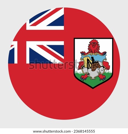 Vector illustration of flat round shaped of Bermuda flag. Official national flag in button icon shaped.