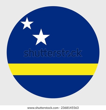 Vector illustration of flat round shaped of Curacao flag. Official national flag in button icon shaped.