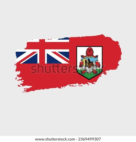Bermuda flag with grunge texture. Vector illustration of Bermuda flag painted with brush with grunge effect and watercolor stroke. Happy Independence Day.