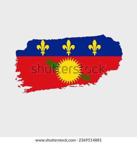 Guadeloupe flag with grunge texture. Vector illustration of Guadeloupe flag painted with brush with grunge effect and watercolor stroke. Happy Independence Day.