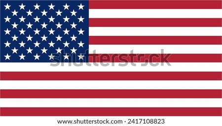 United States of America official flag vector with standard size and proportion. National flag emblem with accurate size and colors.