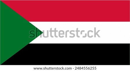 Sudan official flag vector with standard size and proportion. National flag emblem with accurate size and colors.